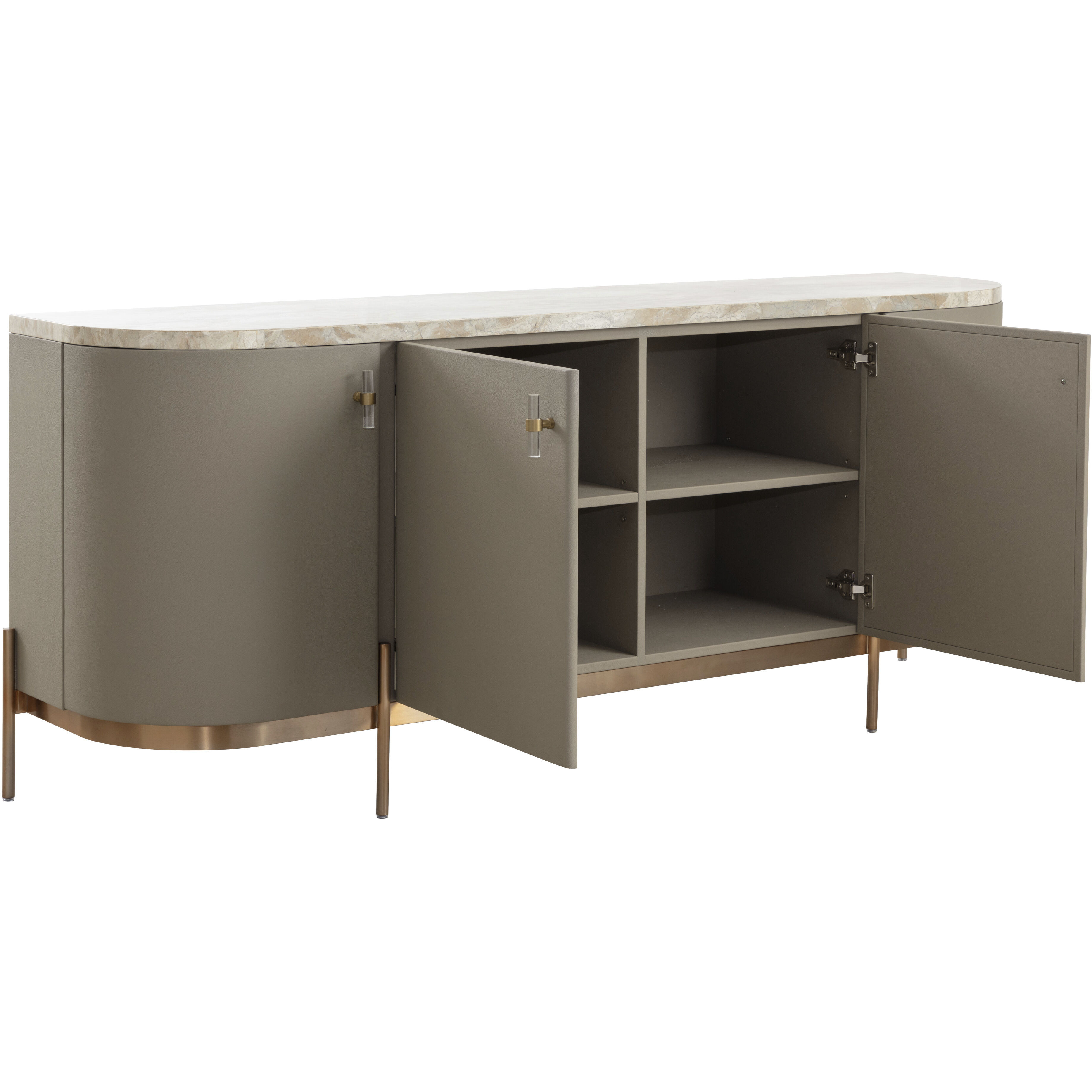 Cataldi 77 X 19.5 inch Cappuccino / Stainless Steel / Brushed Gold Sideboard